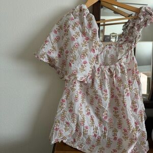 Piyama Nicolette pink floral pajama set 100% cotton size XL